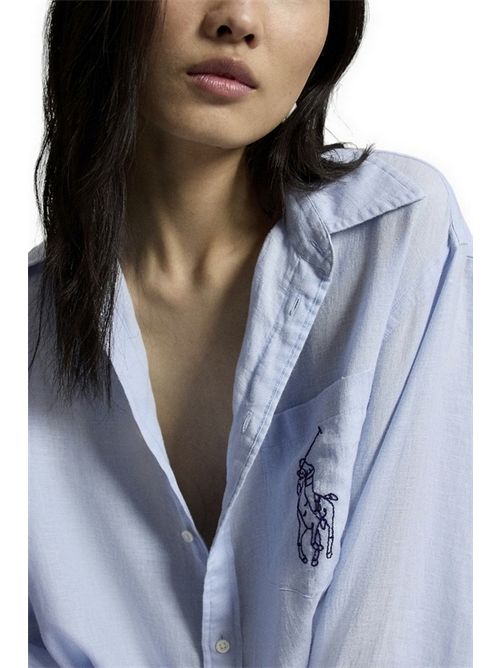 camicia donna con big pony azzurro Ralph Lauren | 211A12786002